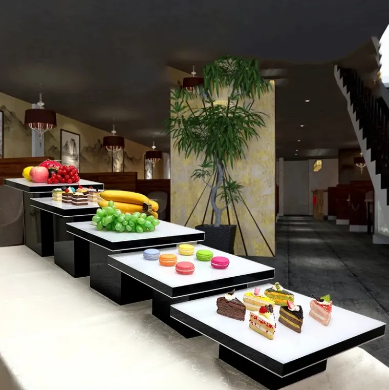 Soporte de Comedor de Cubo de Exhibición de Alimentos de Acrílico
