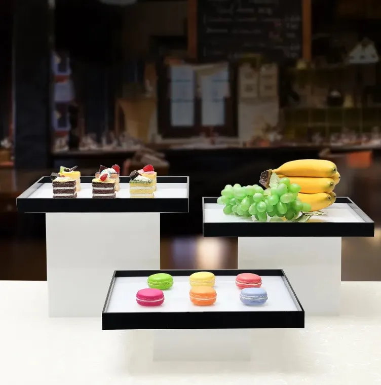 Soporte de Comedor de Cubo de Exhibición de Alimentos de Acrílico
