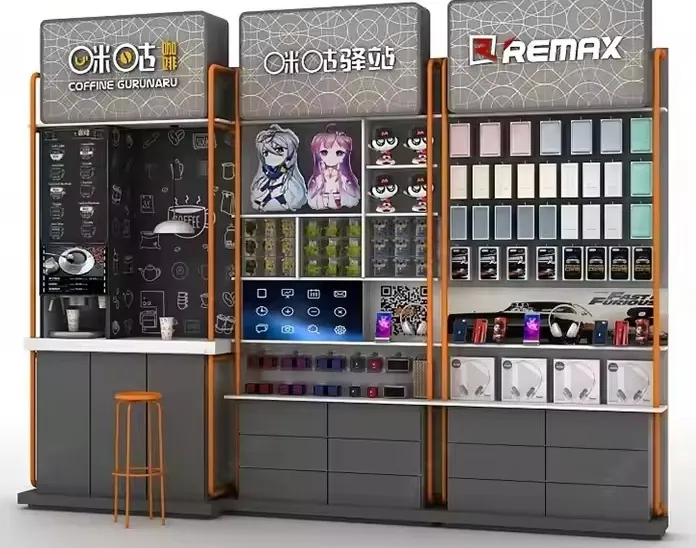 スマートフォンカウンターの木製携帯電話店のディスプレイセットデザイン