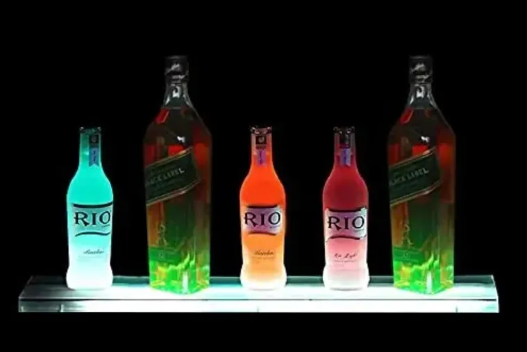 Acryl moderne benutzerdefinierte Led beleuchtete Liquor Bottle Display Regal bar Display Rack