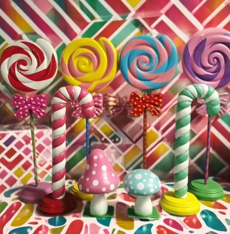 Bunte Leben-Größe Fiberglas Lollipop Donut Süßig