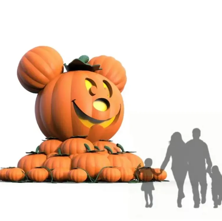 Proceso complejo personalizable Esculturas festivas Decoración de calabaza de Halloween Arte coloreado Fibra de vidrio Placa modelo festiva