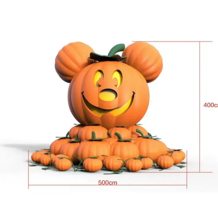 Proceso complejo personalizable Esculturas festivas Decoración de calabaza de Halloween Arte coloreado Fibra de vidrio Placa modelo festiva
