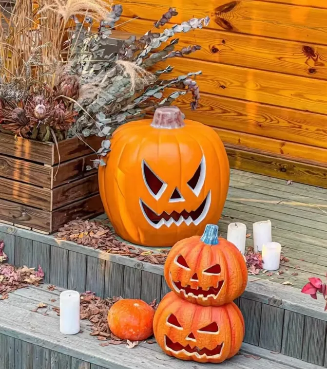 Halloween Pumpkin Theme Decoration Shopping Mall bar Atmosphere Layout Photo Props Indoor and Outdoor Hollow Luminous Ornaments