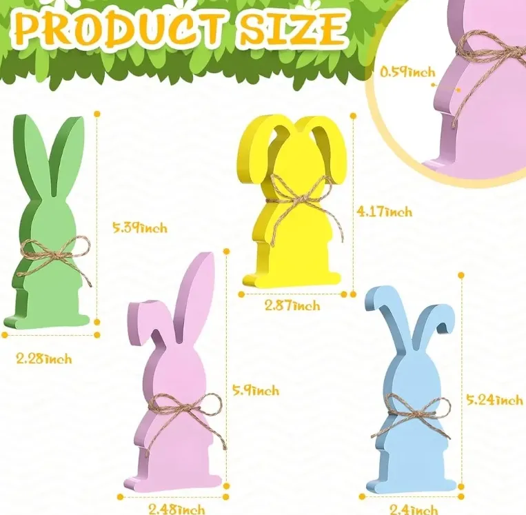 DIY Wooden Signs Spring Bunny Decor Easter Rabbits Shape Signs Easter Tiered Tray Decor with Rope for Easter Party