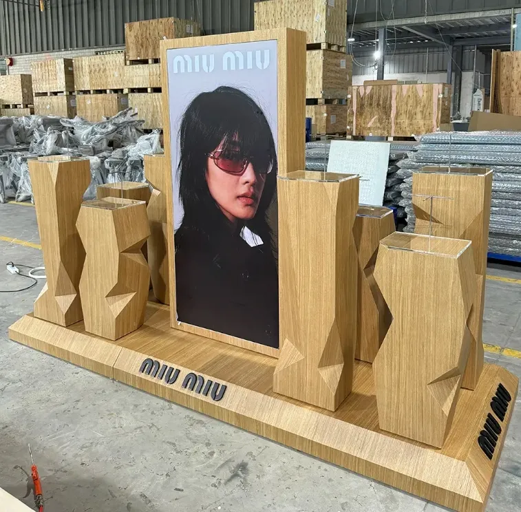 Irregular Wooden Glasses Booth Wooden Light Box 