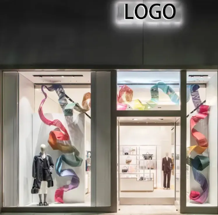 Retail Store Display Clothing Shop Decoration Colorful Ribbon Autumn Window Display Props
