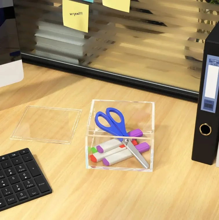 Caja de almacenamiento de acrílico transparente personalizada de fábrica con Tapa caja de regalo transparente Pantalla de acrílico Caja de sombra de flores blancas al por mayor