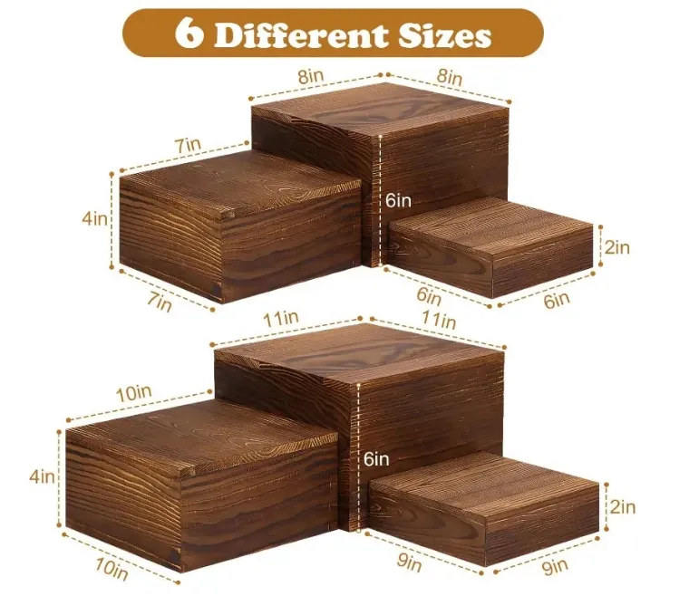 Rustic Wooden Display Stands Square Buffet Risers Wooden Food Display Risers Nesting Risers Wood Cake Stands